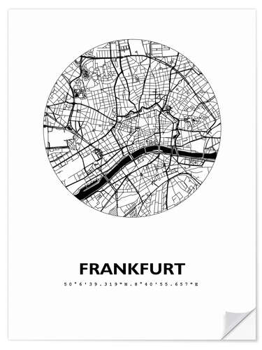 Naklejka na ścianę City map of Frankfurt, circle