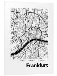 Foam board print City map of Frankfurt