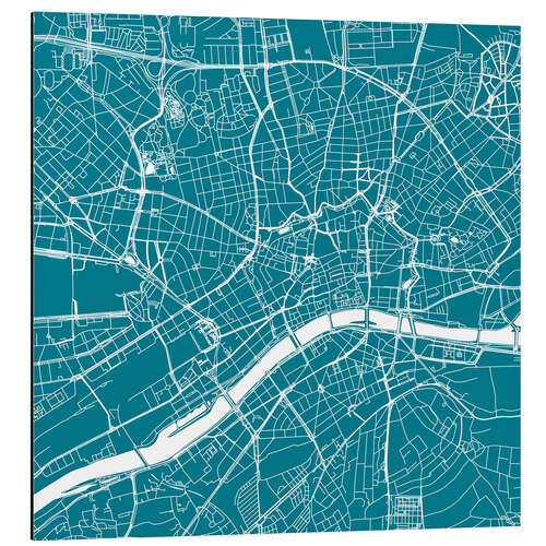 Quadro em alumínio City map of Frankfurt, blue