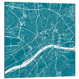 Cuadro de aluminio Mapa de Frankfurt, azul