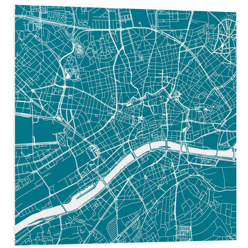 Quadro em PVC City map of Frankfurt, blue