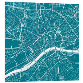 Foam board print City map of Frankfurt, blue