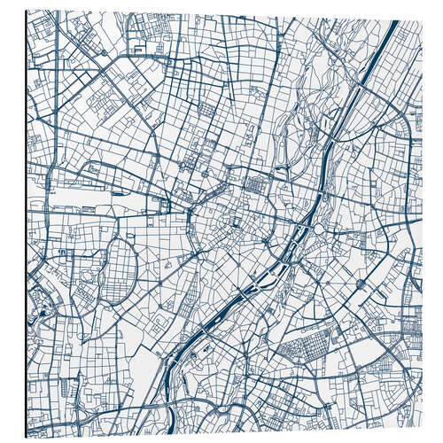 Tableau en aluminium Plan de la ville de Munich