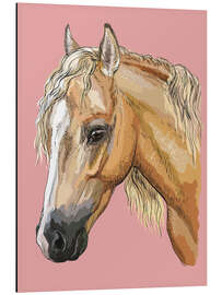 Tableau en aluminium Horse on pink