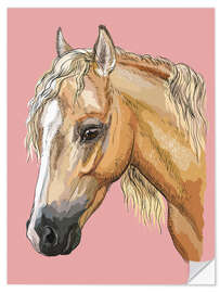 Selvklebende plakat Horse on pink