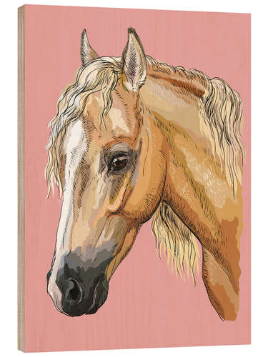 Wood print Horse on pink