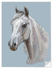 Selvklebende plakat White horse portrait