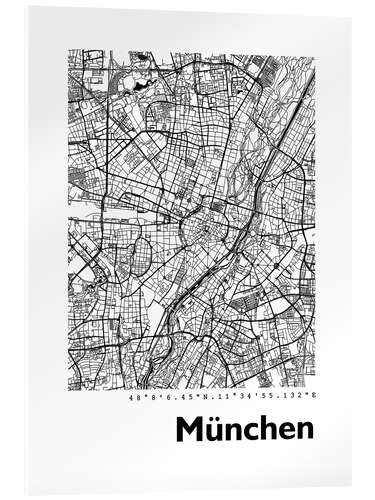 Acrylglasbild Stadtplan von München