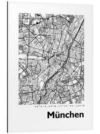 Aluminium print City map of Munich