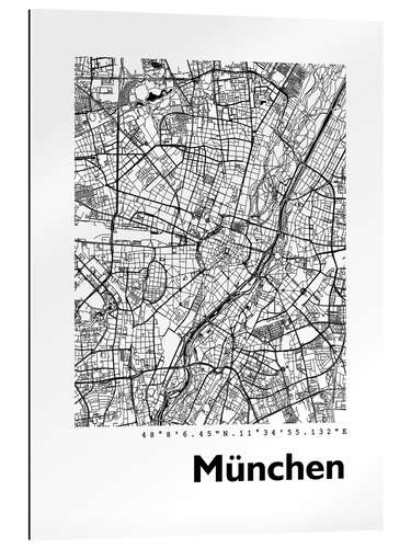 Cuadro de plexi-alu Mapa de la ciudad de Munich