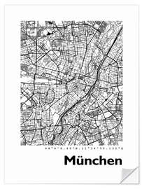 Wandsticker Stadtplan von München