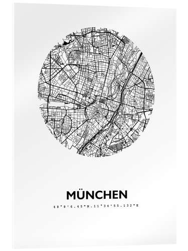 Acrylic print City map of Munich, circle