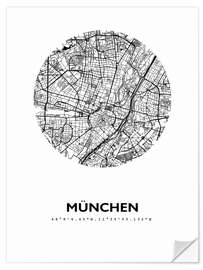 Vinilo para la pared Mapa de Munich, círculo