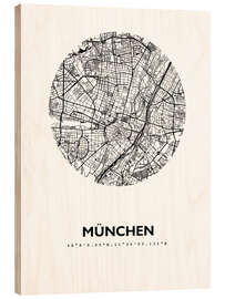 Trätavla City map of Munich, circle