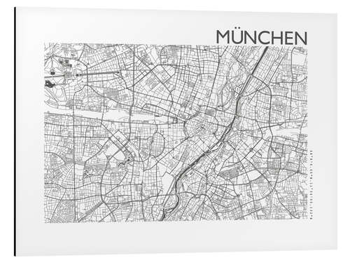 Quadro em alumínio München – city map of Munich