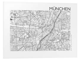 Foam board print München – city map of Munich