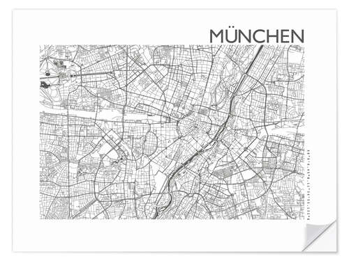 Sticker mural Plan de la ville de Munich