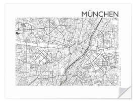 Sticker mural Plan de la ville de Munich