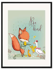 Gerahmter Kunstdruck Fuchs und Entlein
