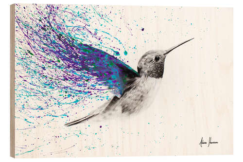 Quadro de madeira Hummingbird Garden