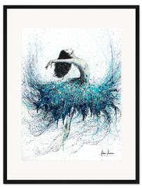 Gerahmter Kunstdruck Ballerina inmitOpalen und Wellen