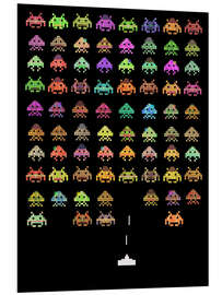 Tableau en PVC Invaders colorés