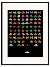 Impression artistique encadrée Invaders colorés