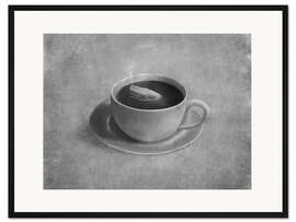 Gerahmter Kunstdruck Großer Wal in kleiner Tasse