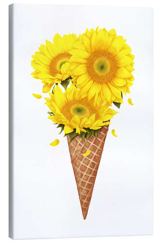 Canvas print Ice cream with sunflowers