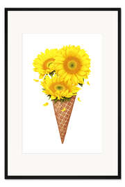Gerahmter Kunstdruck Eis mit Sonnenblumen