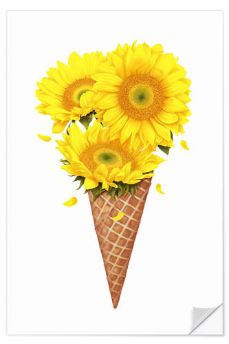 Wall sticker Ice cream with sunflowers