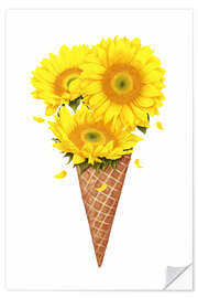 Wall sticker Ice cream with sunflowers