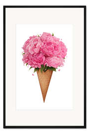 Gerahmter Kunstdruck Eis mit Pfingstrosen