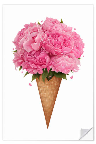 Naklejka na ścianę Ice cream with peonies