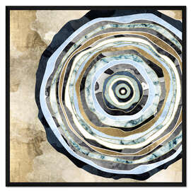 Gerahmter Kunstdruck Holzscheibe abstrakt