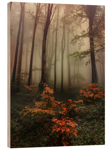 Holzbild Goldene Blätter des Herbstes