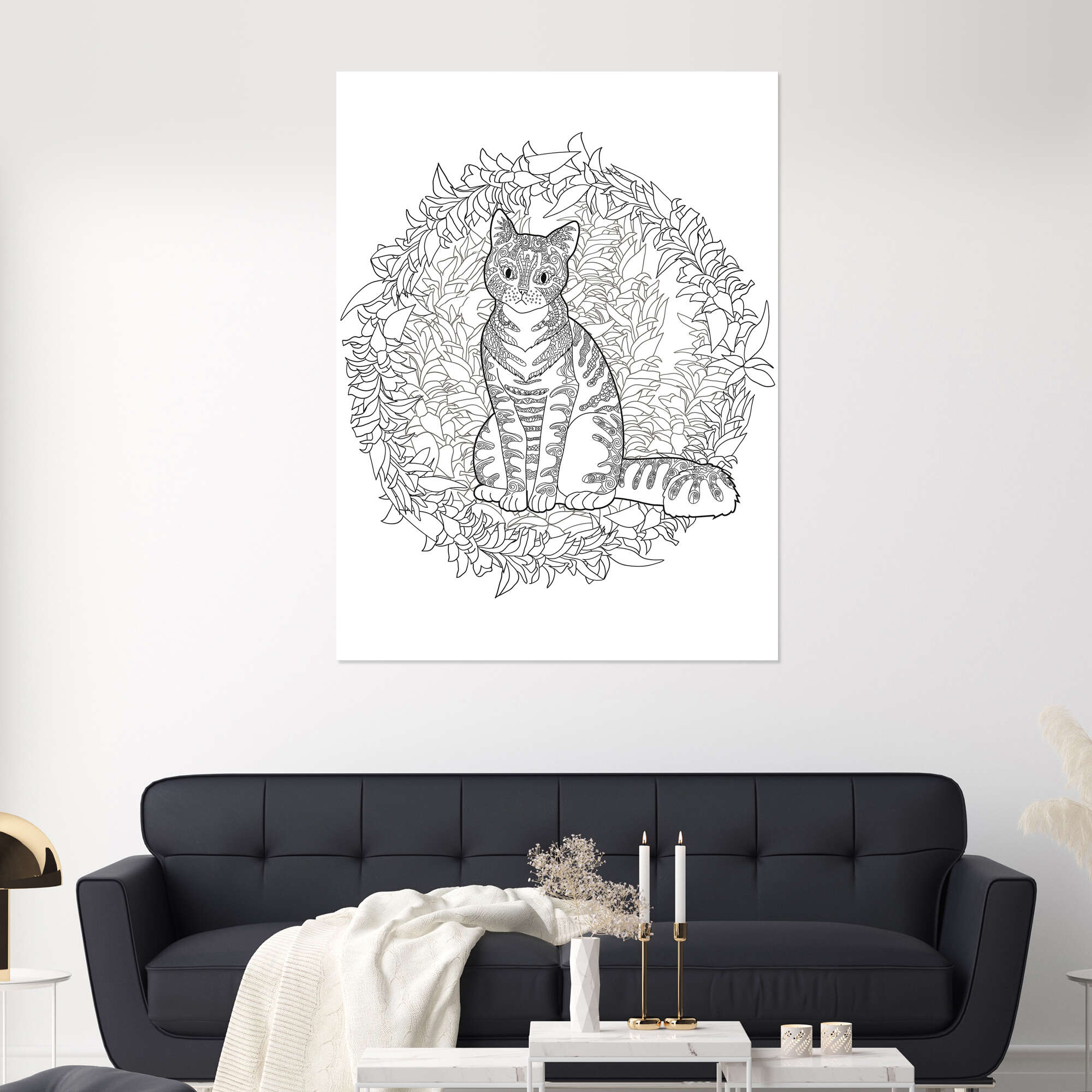 Geometric Cat Print - cat art, geometric animal prints