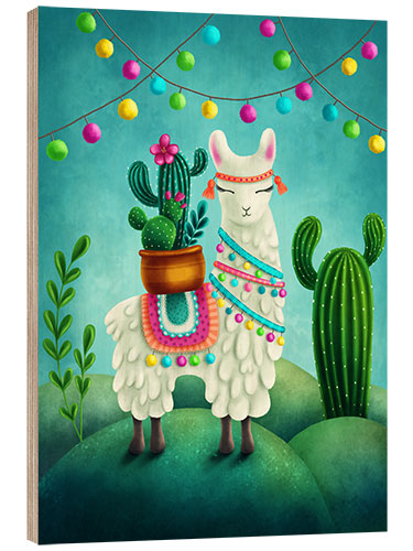 Hout print Happy LLama