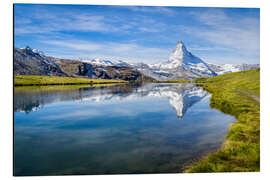 Aluminium print Matterhorn and Stellisee in the Swiss Alps, canton of Valais, Switzerland