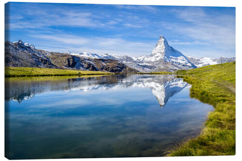 Leinwandbild Matterhorn und Stellisee in den Schweizer Alpen, Kanton Wallis, Schweiz