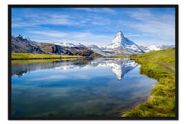 Gerahmter Kunstdruck Matterhorn und Stellisee in den Schweizer Alpen, Kanton Wallis, Schweiz