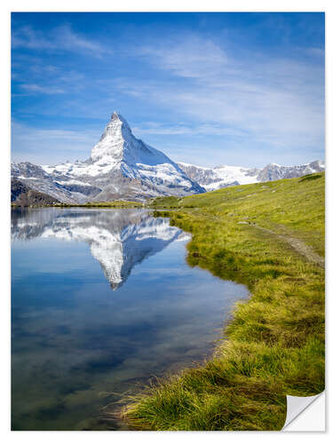 Selvklebende plakat Matterhorn and Stellisee in the Swiss Alps, canton of Valais, Switzerland