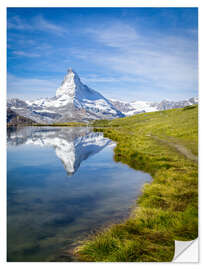 Sticker mural Cervin et Stellisee dans les Alpes suisses