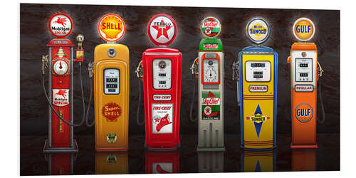 PVC print Vintage Gas Pumps