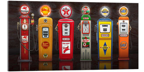 Galleritryk Vintage Gas Pumps