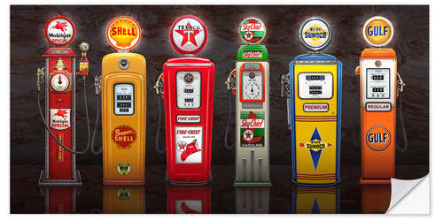 Vinilo para la pared Vintage Gas Pumps