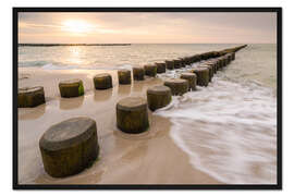 Gerahmter Kunstdruck Sonnenuntergang an der Ostsee
