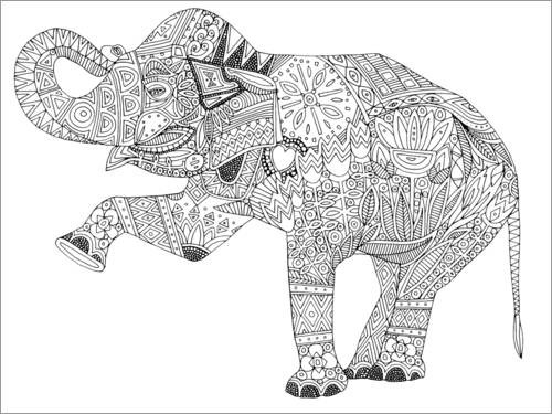 Ausmalposter Tanzender Elefant