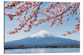 Magnettafel Berg Fuji und Kirschblüte am See Kawaguchiko, Japan