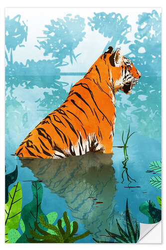 Selvklebende plakat Tiger in the creek